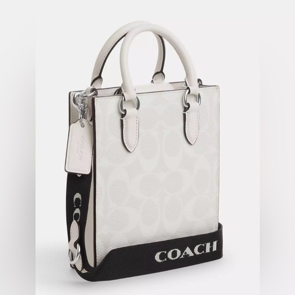 North south mini tote in signature glacier white canvas - Picture 2 of 10